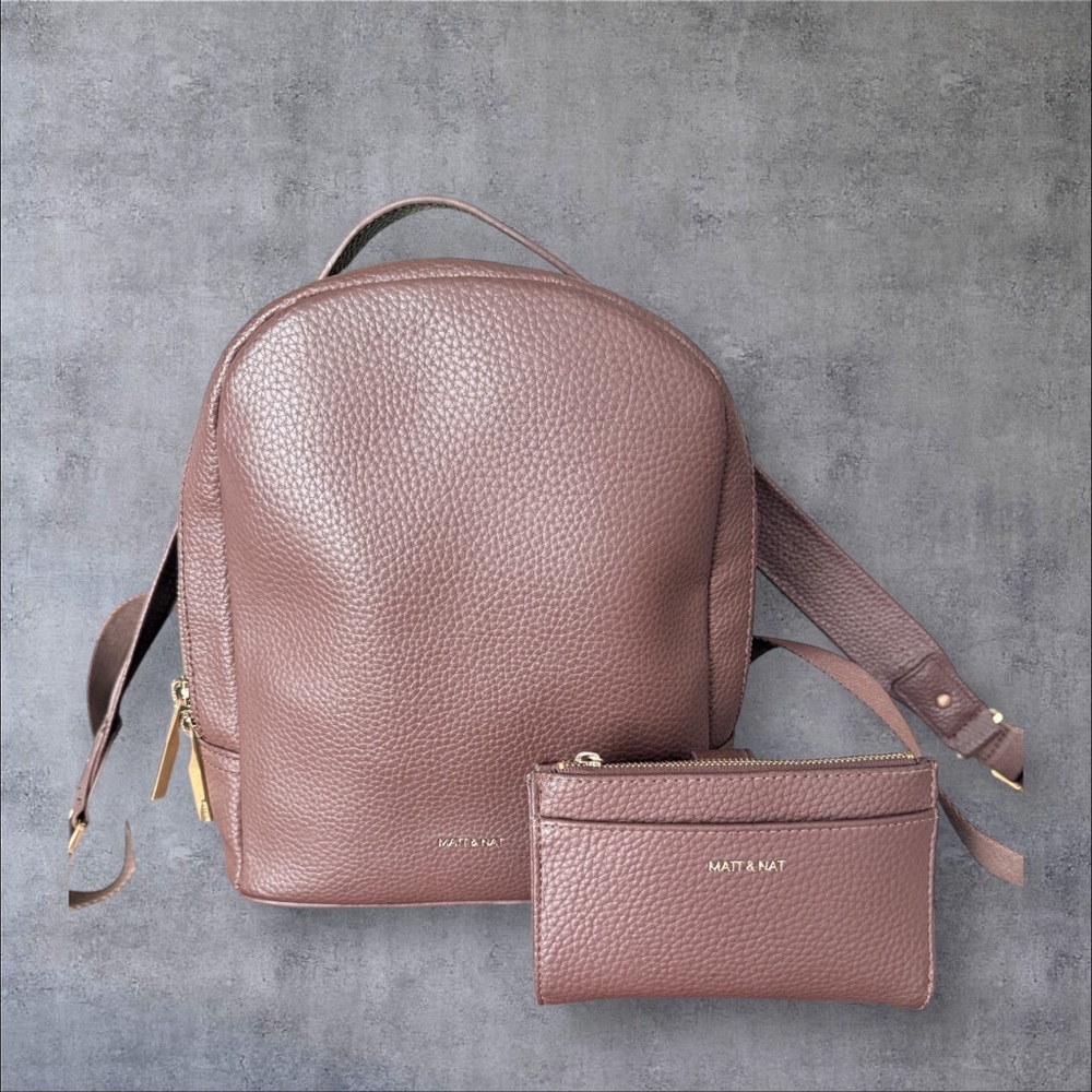 Matt & Nat Women's Brown Mini Backpack and Wallet Set